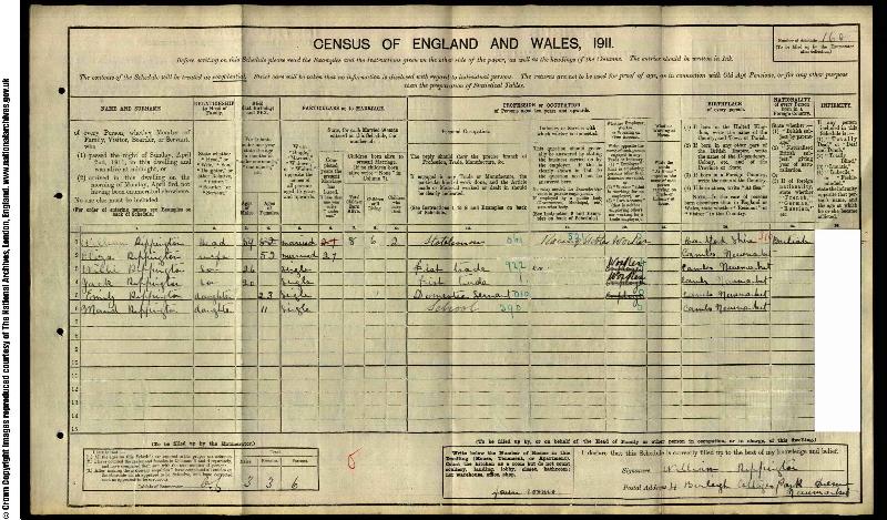 Rippington (William C) 1911 Census